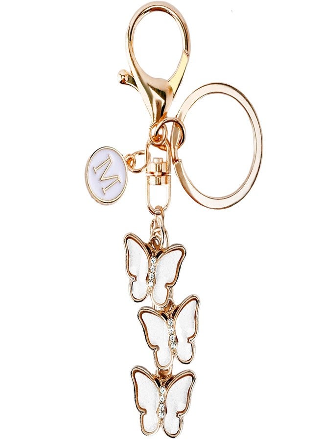 LUHOHI Bag Charms for Handbags- Cute Keychains for Women Car Keys Chain Accessories Beautiful Butterfly Letter Initial Charm M - Image 1